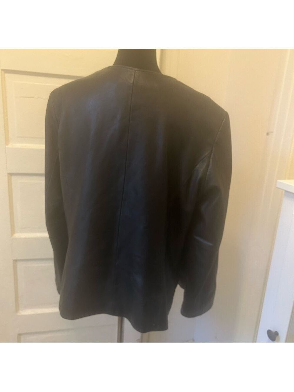 Classics Entier Women’s Leather Moto Jacket Sz 16 Black Full Zip Pockets - Picture 8 of 9